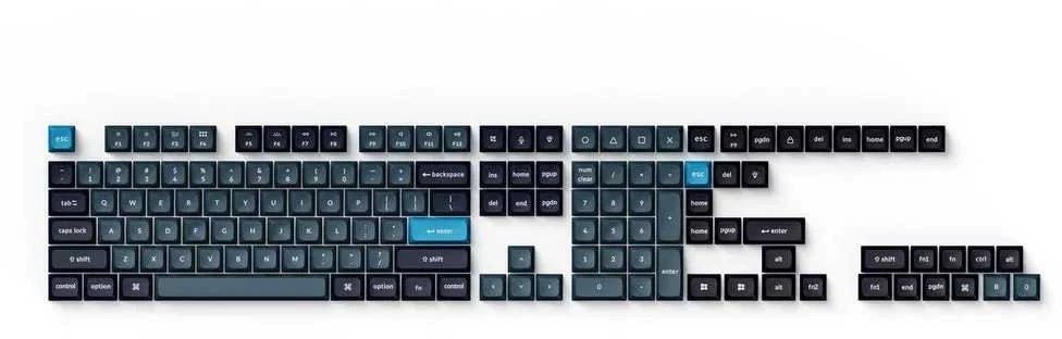 Klaviatūra Keychron Double Shot KSA PBT Full Keycap Set | Dark Pilkas &amp; Greyish Mėlyna