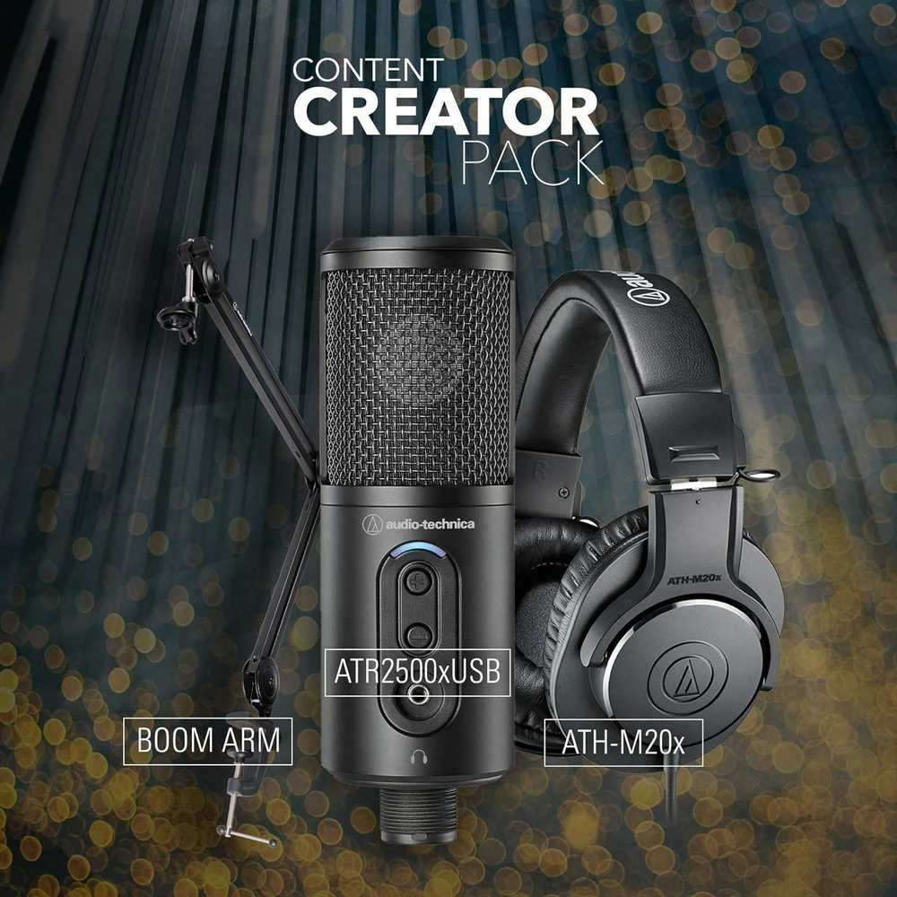 Audio-Technica CREATOR PACK ATR2500x-USB + ATH-M20x Komplektas: Mikrofonas + Ausinės + Laikiklis