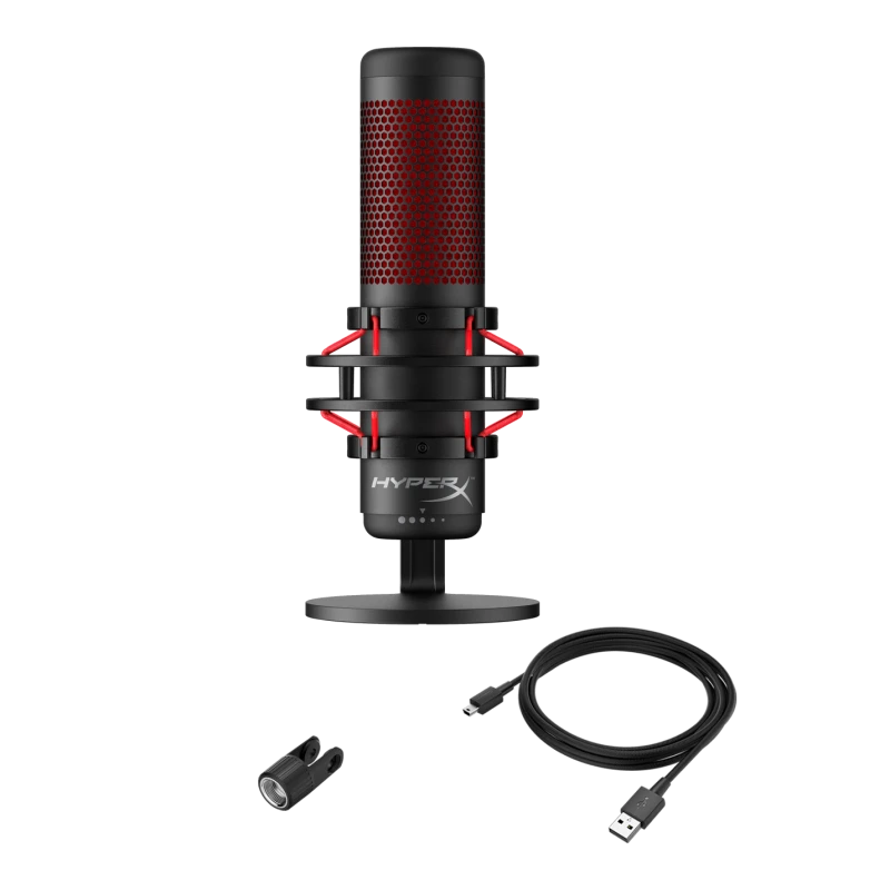 MICROPHONE QUADCAST STANDALONE / HYPERX HX-MICQC-BK KINGSTON | Varle.lt