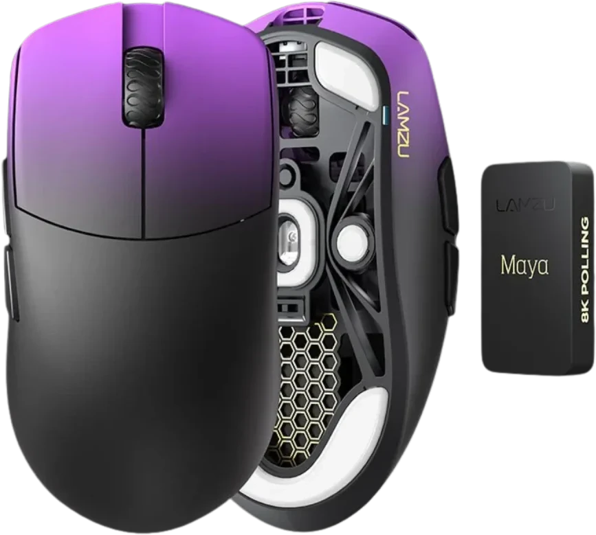 LAMZU MAYA Champion Edition belaidė optinė žaidimų pelė | 30000 DPI | 8K | Violetinė Shadow