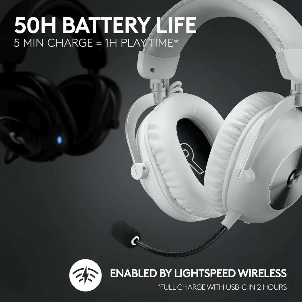 Logitech G Pro X 2 Lightspeed belaidės ausinės žaidimams, Baltos spalvos
