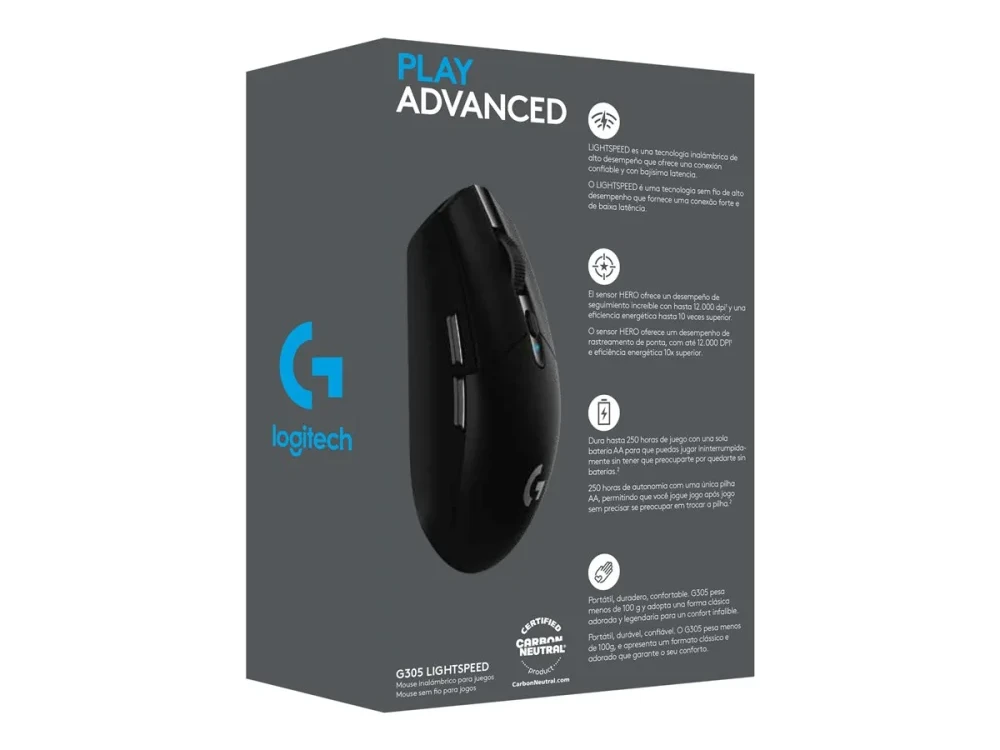 Pelė žaidimams Logitech G305, juodos spalvos