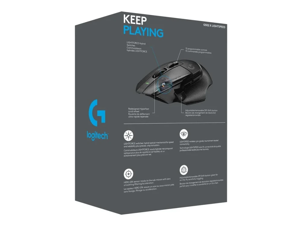 Belaidė žaidimų pėlė Logitech G502 X Lightspeed, Juodos spalvos
