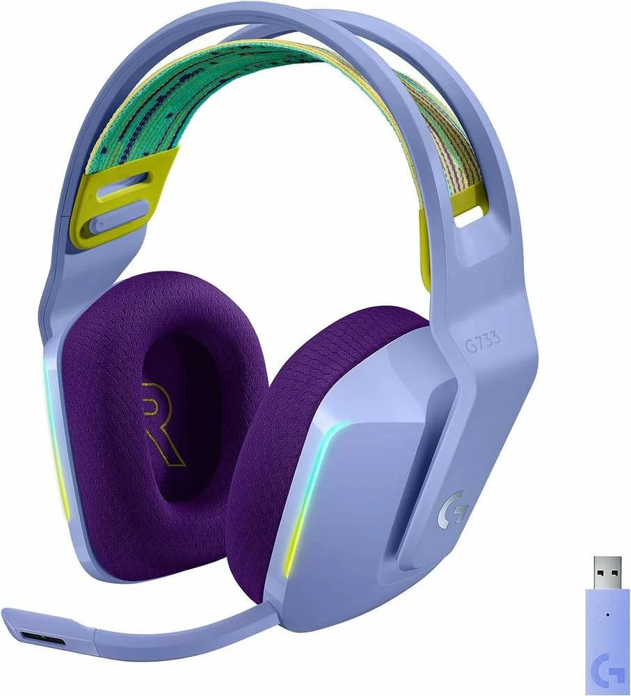 Logitech G733 violetinės ausinės su mikrofonu ir USB adapteriu