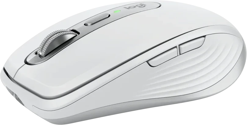 Belaidė pelė Logitech MX Anywhere 3S - RF belaidė + Bluetooth, lazerinis, 8000 DPI, Pale Pilkas (Baltas)