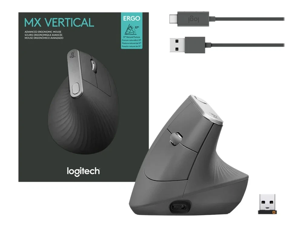 Belaidė pelė Logitech MX Vertical, pilka