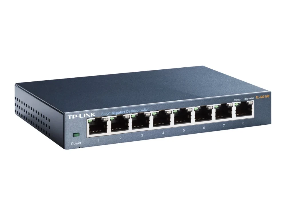Šakotuvas TP-LINK 8 prievadų metalinis gigabito komutatorius, 5 10/100/1000M RJ45, palaikantis GMP Snooping, IEEE 802.1p QoS, „Plug and Play“ metaliniame korpuse