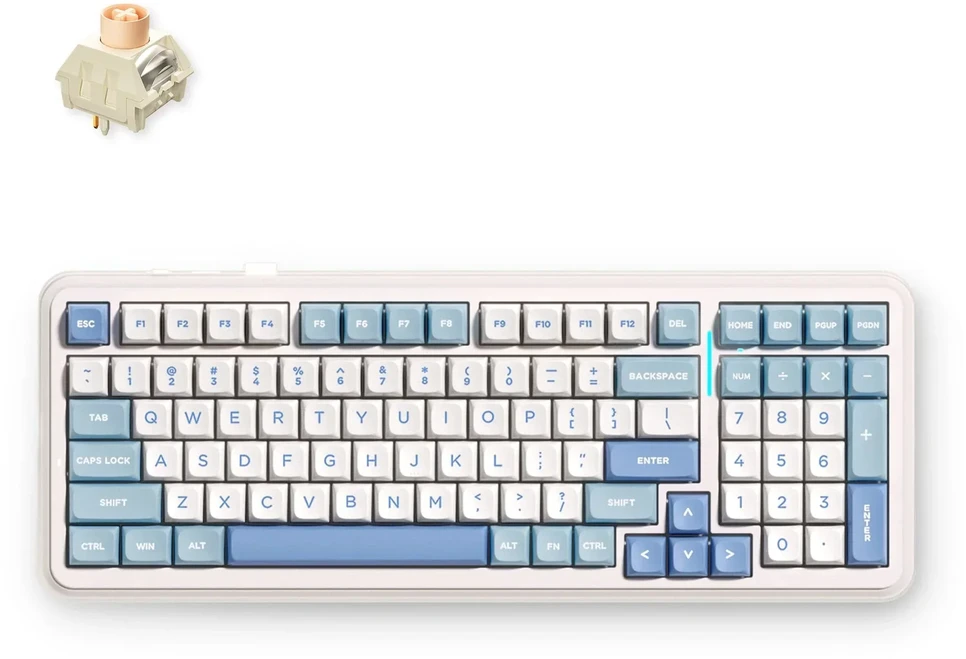 MCHOSE K99 V2 belaidė mechaninė klaviatūra | US | Icy Creamsicle Switch | 2,4 GHz, BT | Dangaus mėlyna