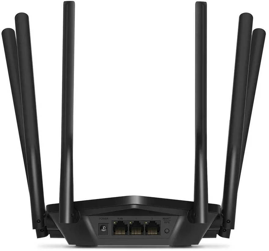 Mercusys | AC1900 belaidis dviejų juostų gigabitų procesorius | MR50G | 802.11ac | 600+1300 Mbit/s | 10/100/1000 Mbit/s | Ethernet LAN (RJ-45) jungle 2 | Tinklelio atramos Nr. | MU-MiMO Taip | Nėra mobiliojo plačiajuosčio ryšio | Antenos tipas 6xFiksuotas | Kada