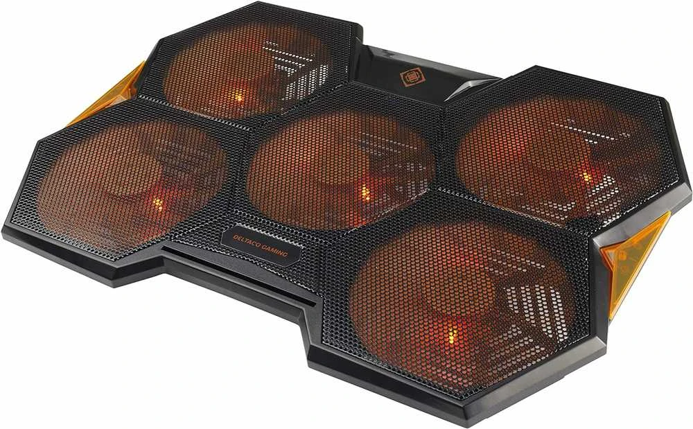 Aušinimo padas nešiojamam kompiuteriui Deltaco Gaming 5 ventiliatoriai, juodas / GAM-072