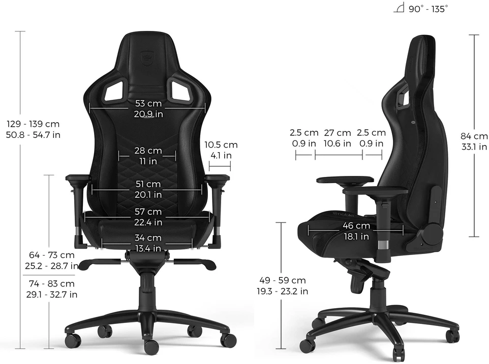 Žaidimų kėdė Noblechairs EPIC PU-Leather Gaming Chair, Juoda-mėlyna