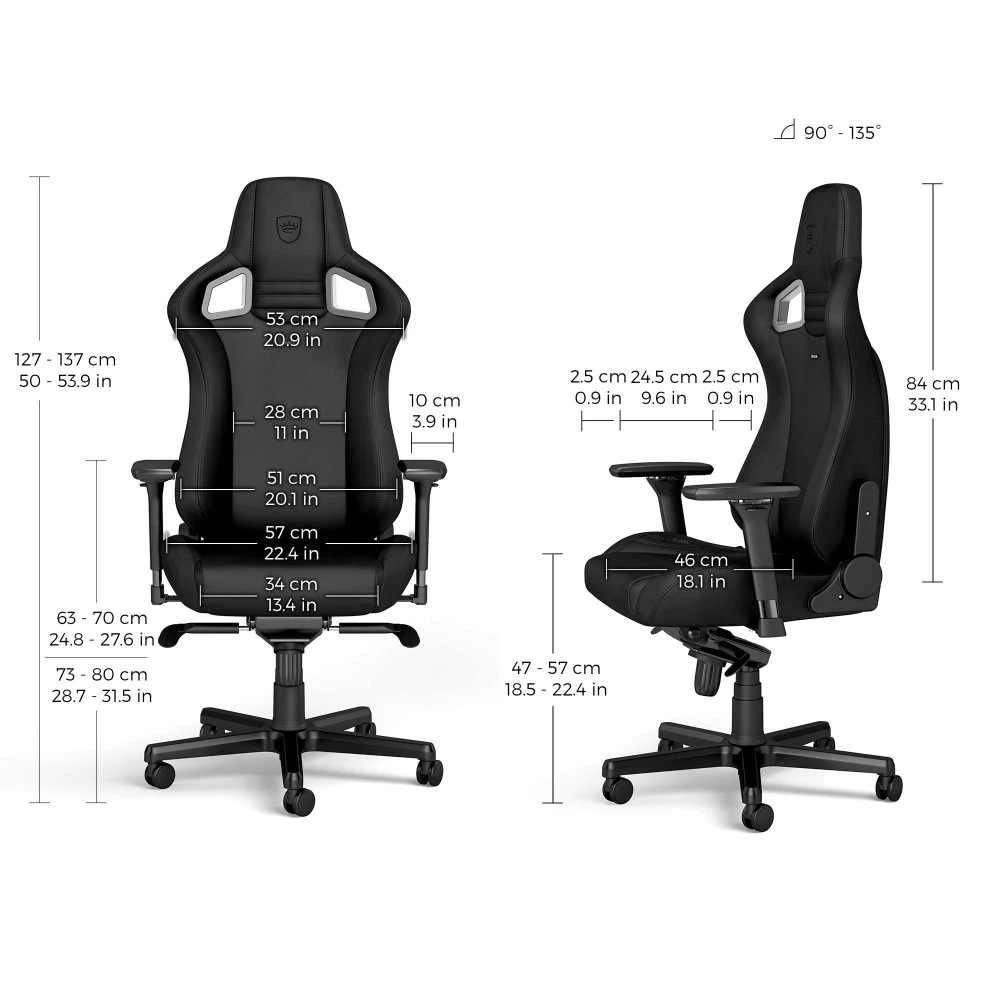 Žaidimų kėdė Noblechairs EPIC Juodas Edition Vinyl/PU hybrid leather Gaming Chair, Juoda