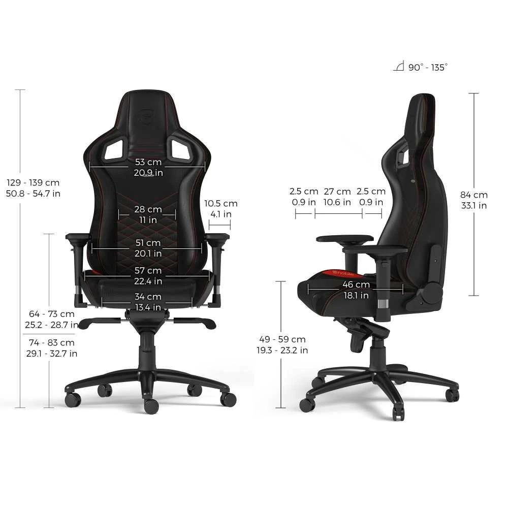 Žaidimų kėdė Noblechairs EPIC PU-Leather Gaming Chair, Juoda-raudona
