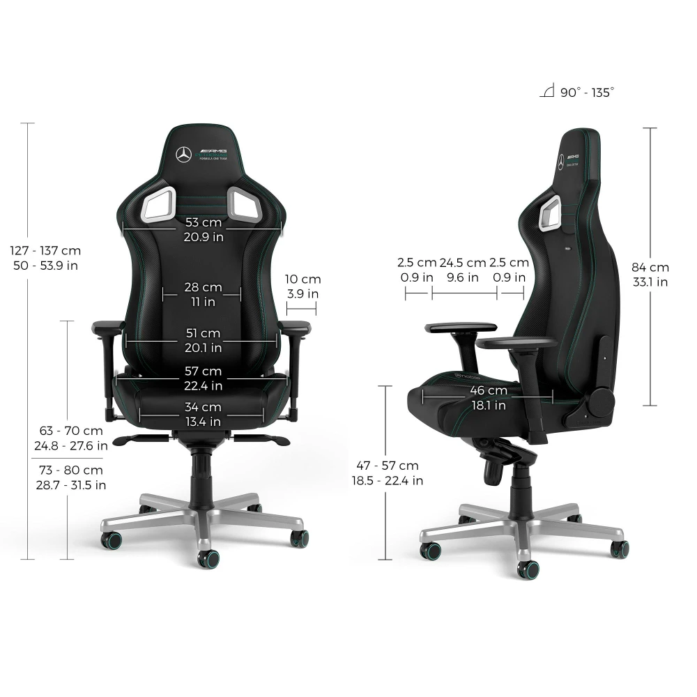 Žaidimų kėdė Noblechairs EPIC Mercedes-AMG Petronas Formula One Team - 2021 Edition Vinilo/PU hibridinės odos žaidimų kėdė