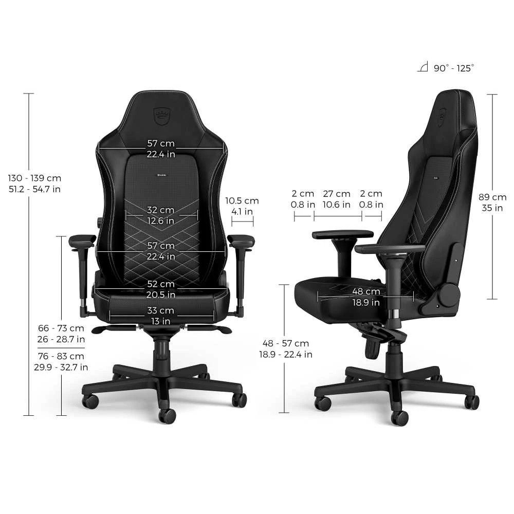 Žaidimų kėdė Noblechairs HERO PU-Leather Gaming Chair, Juoda-balta