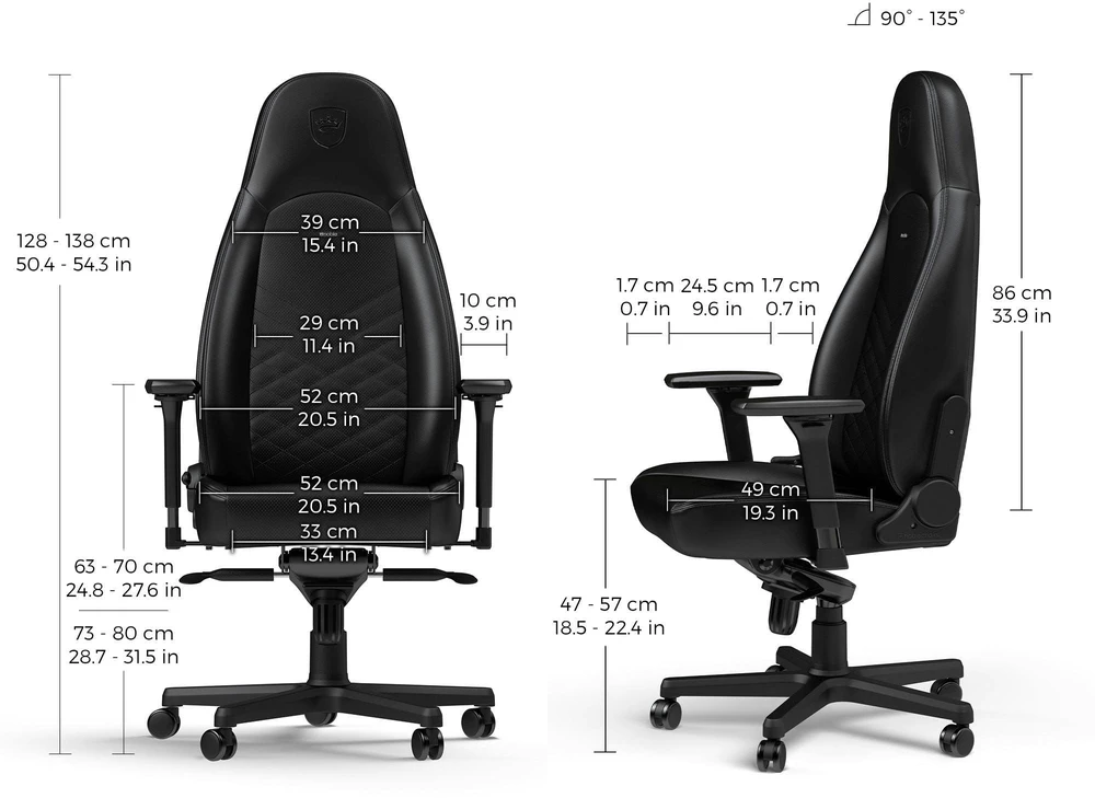 noblechairs ICON - Juodas - PU Leather (Juoda PU Oda) Kėdė