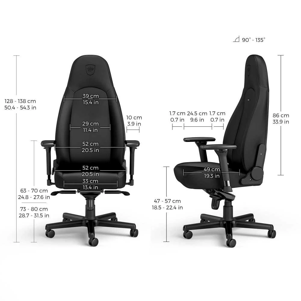 Žaidimų kėdė Noblechairs ICON Juodas Edition Vinyl / PU hybrid leather Gaming Chair, Juoda