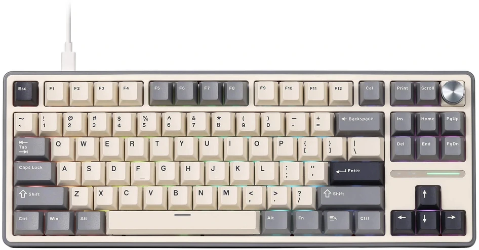 Royal Kludge RK R87 Pro - US išdėstymas - Chartreuse Switches - Pilkas (Pilka) Žaidimų Klaviatūra