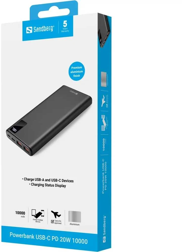 SANDBERG Powerbank USB-C PD 20W 10000 Išorinė Baterija