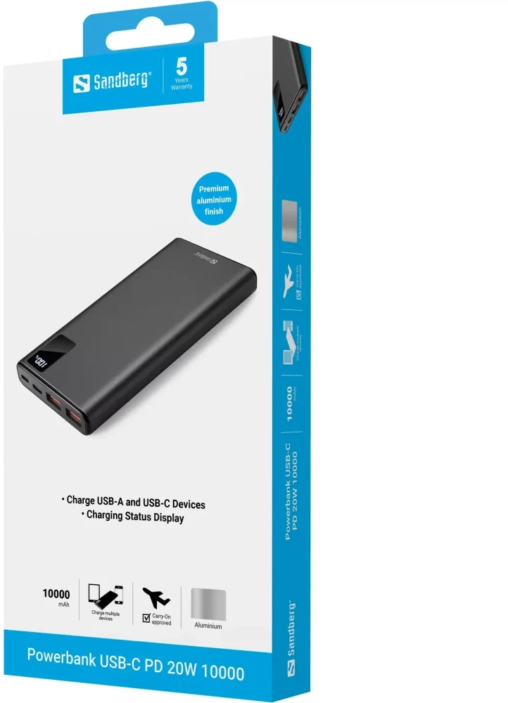 SANDBERG Powerbank USB-C PD 20W 10000 Išorinė Baterija