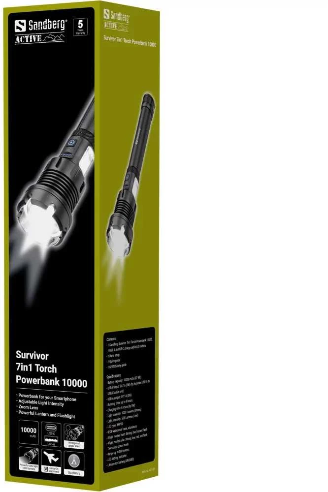 Sandberg Survivor 7in1 Torch Powerbank 10000