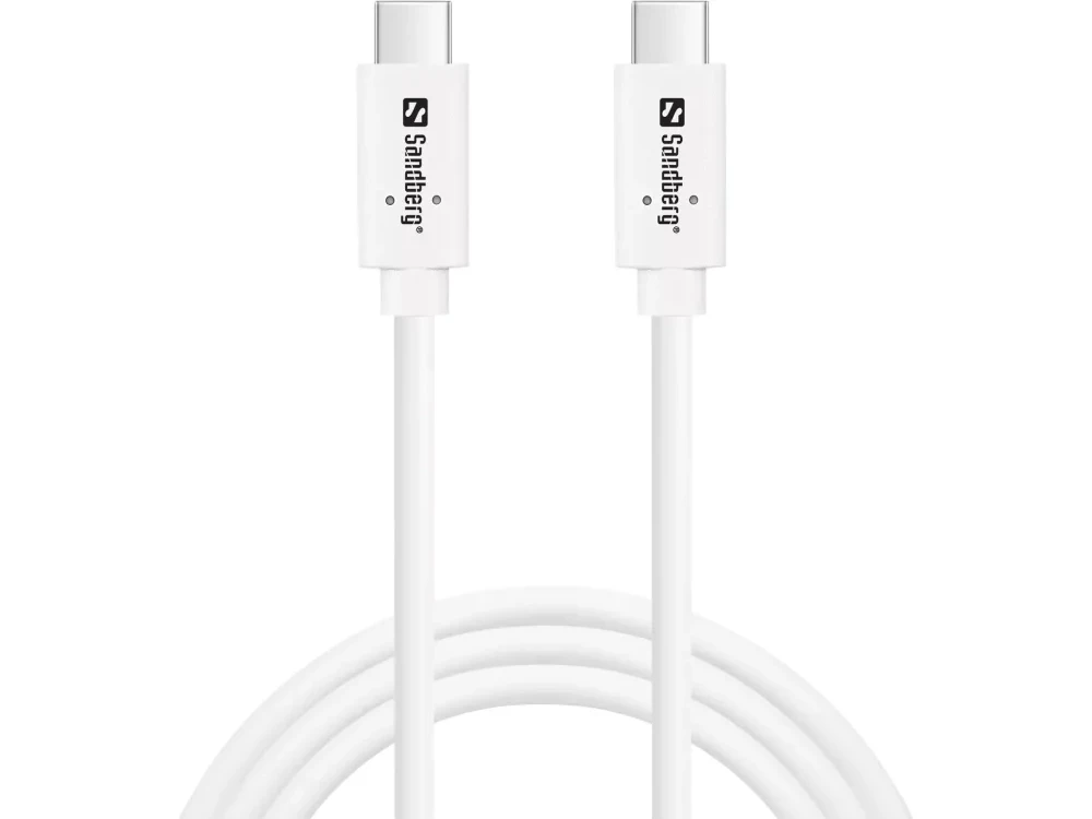 SANDBERG USB-C-C USB 3.1 G2 100W Kabelis | Baltas, 1 m