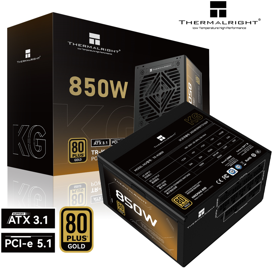 Thermalright KG-850 - 850W 80Plus Gold ATX 3.1 PSU Maitinimo Blokas