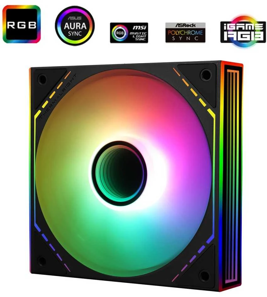 Thermalright TL-M12-S ARGB ventiliatorius su RGB sinchronizacija