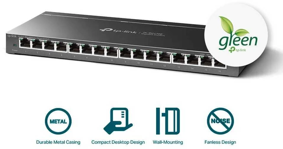Šakotuvas TP-LINK jungiklis TL-SG116E, valdomas žiniatinklyje