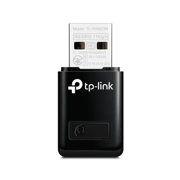 TP-LINK N300 WLAN Mini-USB adapteris, 2,4 GHz, 802.11b/g/n, QSS mygtukas, Autorun įrankis, palaiko Windows XP/Vista/7/8 ir MacOS
