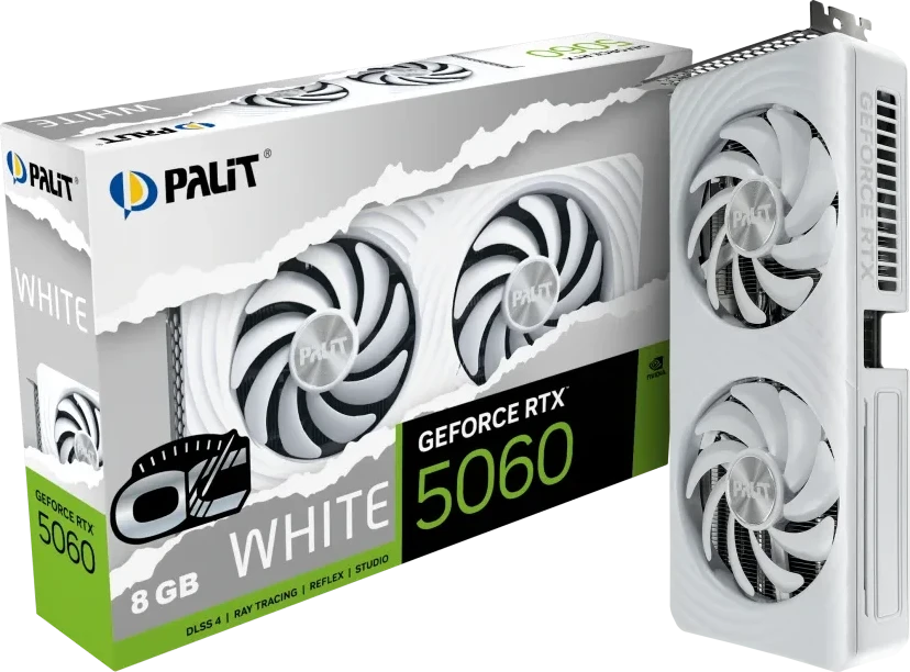 Vaizdo plokštė Palit GeForce RTX 5060 Baltas OC NVIDIA 8 GB GDDR7