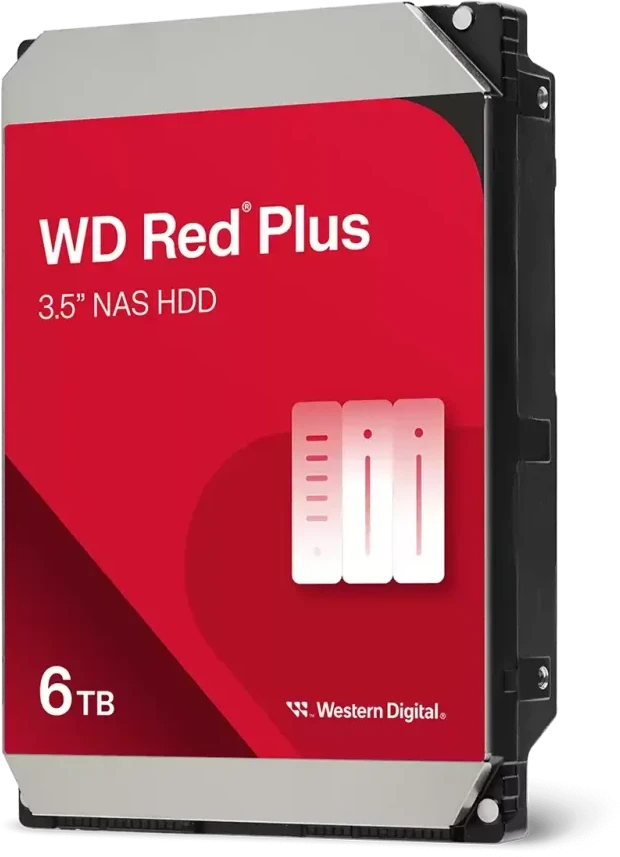 Sandisk WD Raudona Plus 6TB SATA 6Gb/s 3.5 colio 258MB cache vidinis HDD diskas, urmu