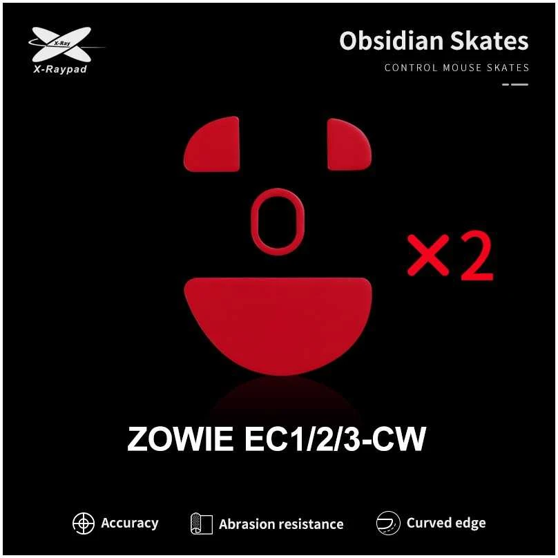 X-Raypad Obsidian Skates BenQ Zowie EC1-CW &amp; EC2-CW &amp; EC3-CW Raudona 2 vnt. (Raudoni) Pakaitiniai Pelė Feet