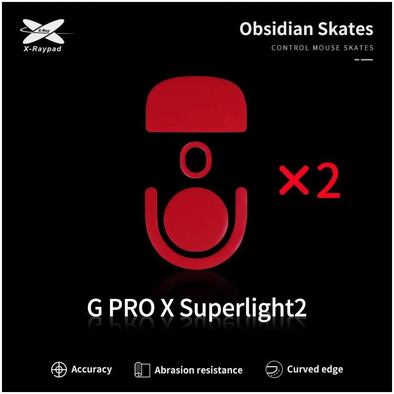 X-Raypad Obsidian Skates Logitech G Pro X Superlight 2 Raudona 2 vnt. (Raudoni) Pakaitiniai Pelė Feet