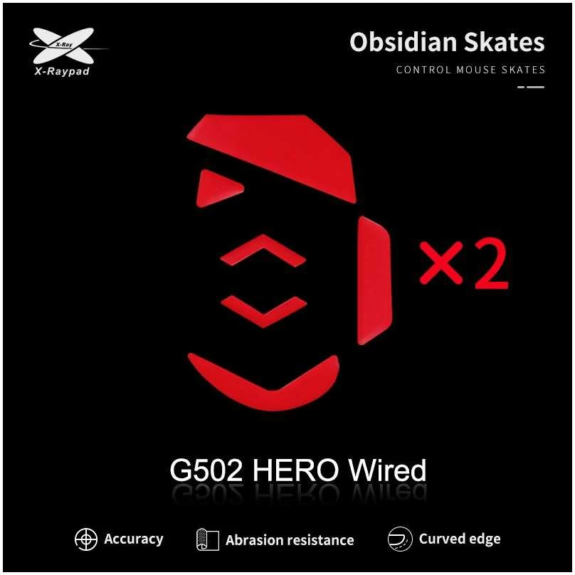 X-Raypad Obsidian Skates Logitech G502 Hero Raudona 2 vnt. (Raudoni) Pakaitiniai Pelė Feet