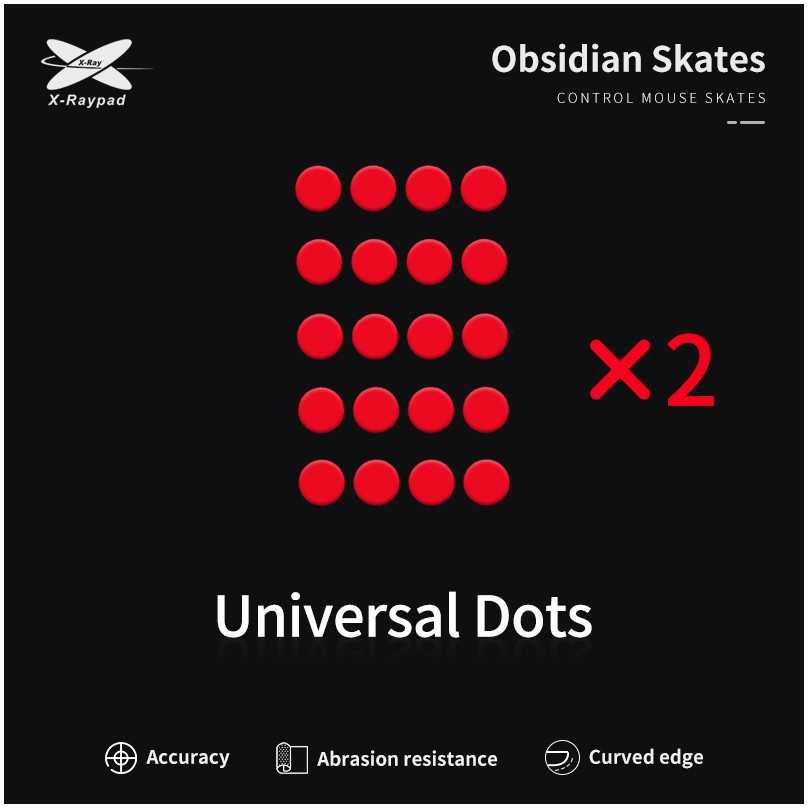 X-Raypad Obsidian Skates Universal Dots Raudona 40 vnt. (⌀6.5 x 0.8 mm) (Raudoni) Pakaitiniai Pelė Feet