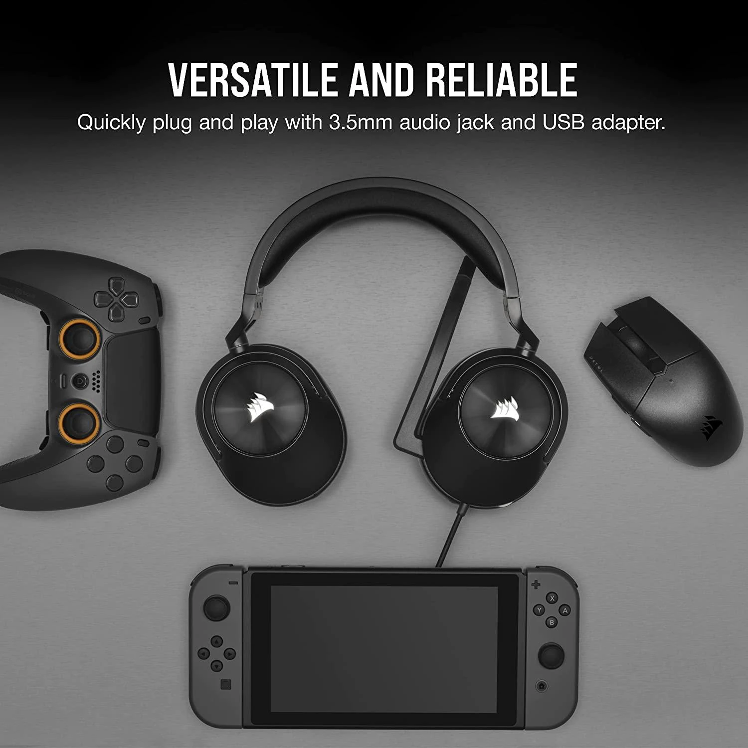 Žaidimų ausinės Corsair HS55 Surround Headset Carbon, Juodos