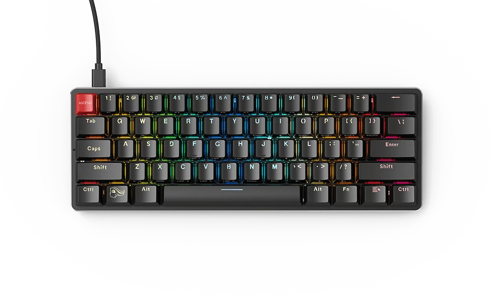 Glorious Klaviatūra Compact GMMK-COMPACT-BRN, ANSI US išdėstymas, Gateron Brown Switch