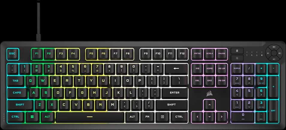 CORSAIR K55 CORE RGB Klaviatūra žaidimams RGB LED pašvietimas Juodas