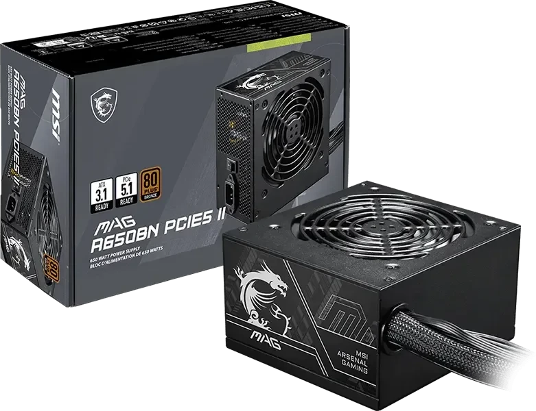 MSI MAG A650BN PCIE5 II 650W BRONZINIS maitinimo šaltinis