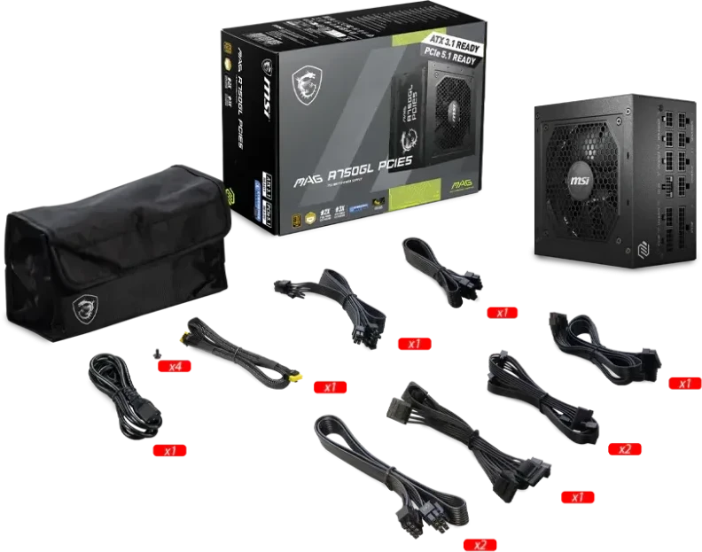 MSI MAG A750GL PCIE5 PSU Maitinimo Blokas | 750W, 80Plus Gold