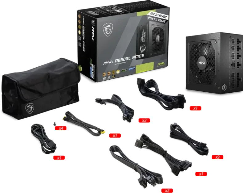 Maitinimo Blokas MSI MAG A850GL PCIE5/ATX 3.0 Compatible/PCIe 5.0 Ready/80 PLUS Gold/850W