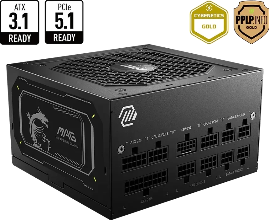 Maitinimo Blokas MSI MAG A850GL PCIE5/ATX 3.0 Compatible/PCIe 5.0 Ready/80 PLUS Gold/850W