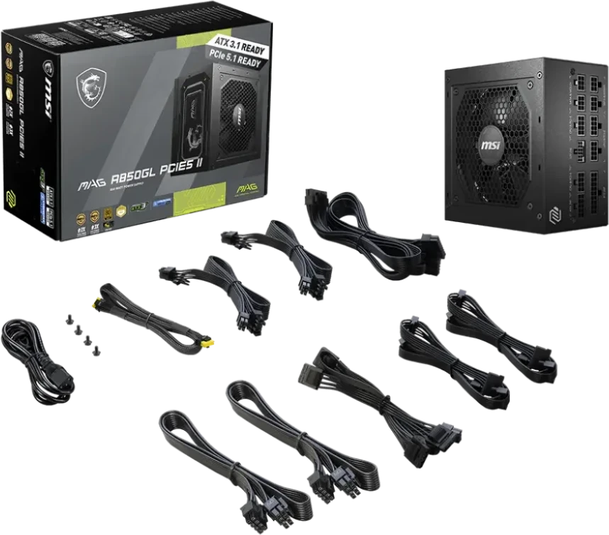 Maitinimo Blokas MSI MAG A850GL PCIE5/ATX 3.0 Compatible/PCIe 5.0 Ready/80 PLUS Gold/850W