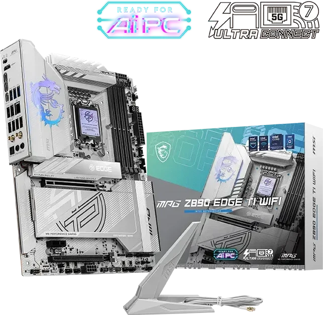 Pagrindinė plokštė MSI MPG Z890 EDGE TI WIFI | Intel Z890 | LGA1851 | ATX | Atmintis DDR5 | Atminties lizdai 4 | 1x PCI-Express 1x | 2xPCI-Express 16x | 5x M.2 | 1x HDMI | 2x Thunderbolt