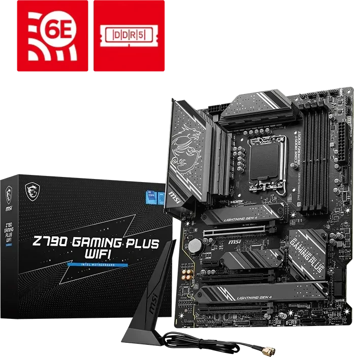 Pagrindinė plokštė MSI | Z790 GAMING PLUS WIFI | Procesorių šeima „Intel“ | Procesoriaus lizdas LGA1700 | DDR5 | SATA jungčių skaičius 6