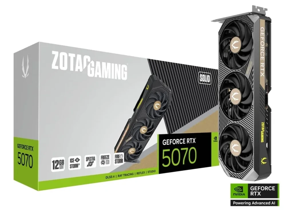 Vaizdo plokštė ZOTAC GeForce RTX 5070 SOLID 12GB DLSS 4
