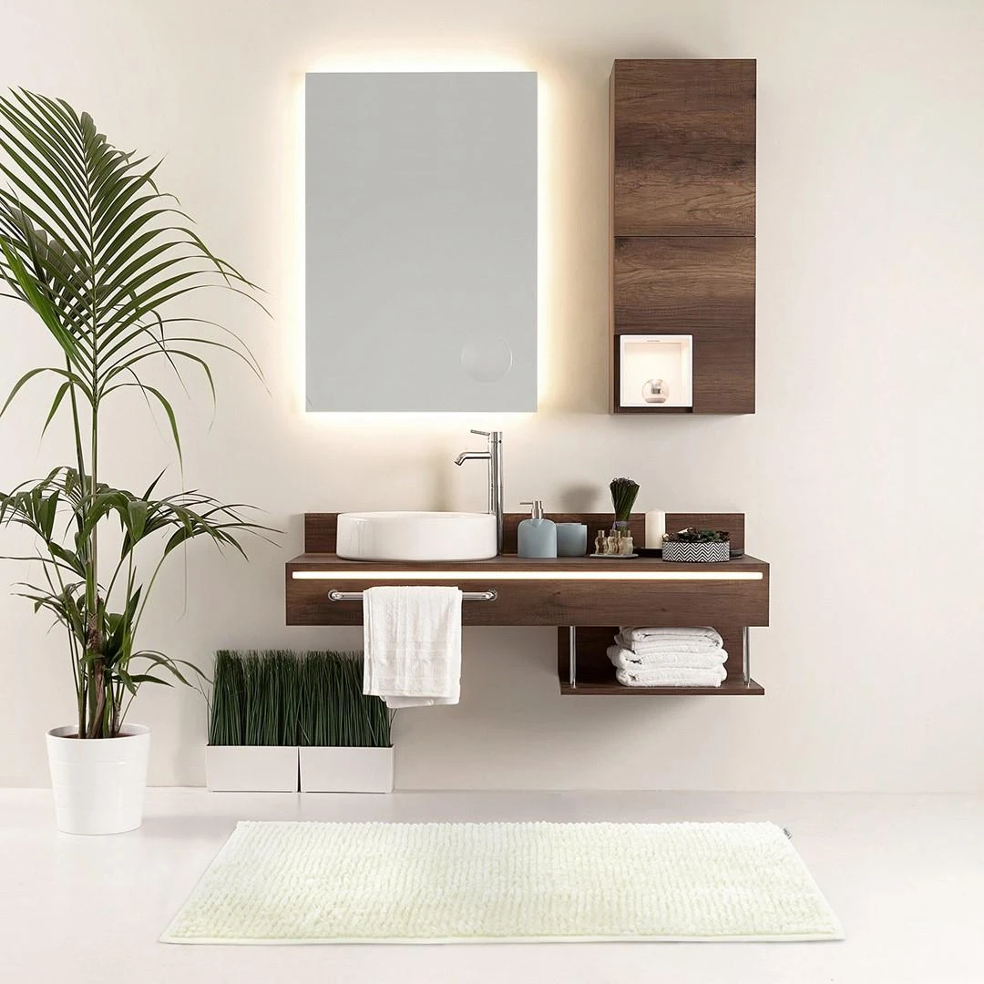 AmeliaHome BATHMAT/AH/BATI/SET/Baltas/50X80+40X50