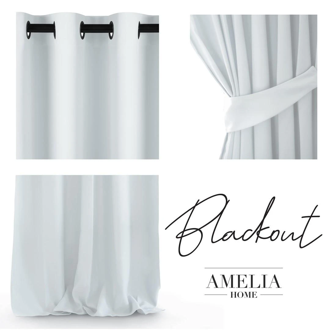 AmeliaHome CURT/AH/BLACKOUT/EYELETS/Baltas/140X245/1PC