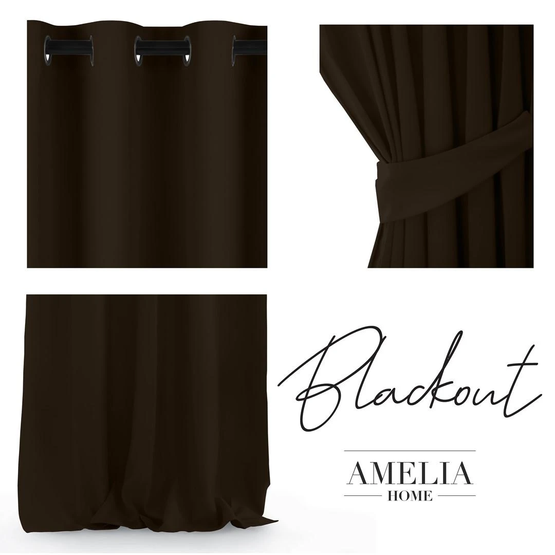 AmeliaHome CURT/AH/BLACKOUT/EYELETS/D.BROWN/140X245/1PC